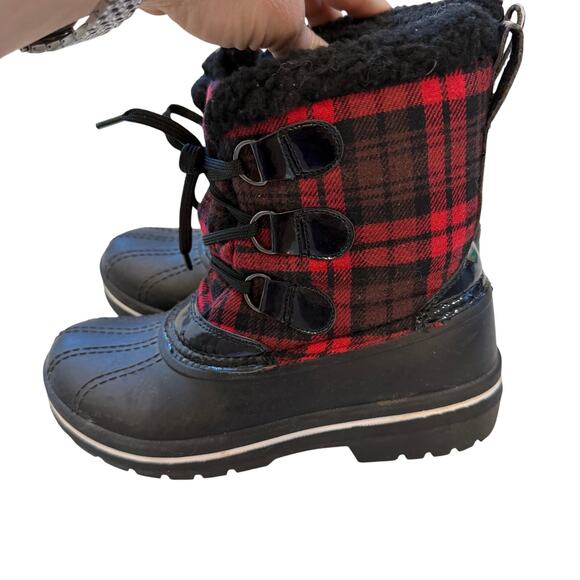 Ozark Trail Black Red Plaid Fur Boot Thinsulate Size 6 Winter Waterproof Insulat - Picture 2 of 14